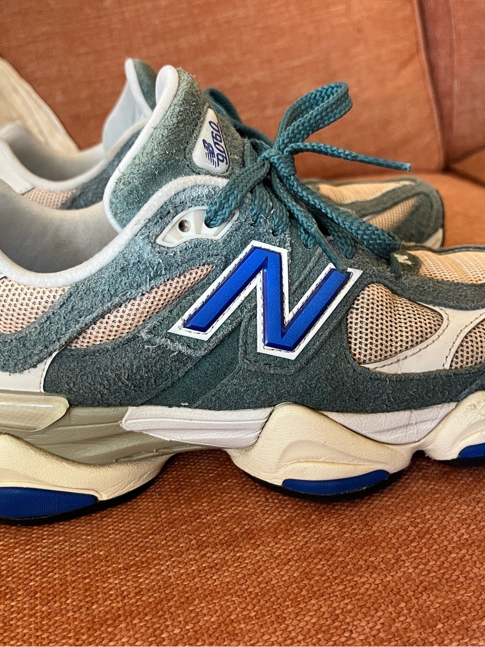 New Balance 9060 Teal Orange Suede Chunky Sneakers Women’s 8.5 Men 7 - Picture 7 of 16